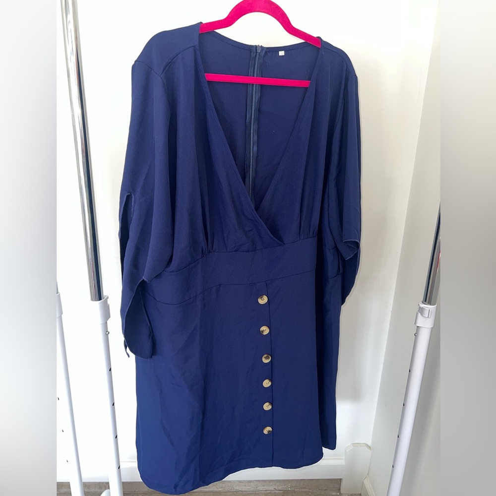 Elegant Navy Button-Down Dress Size 3x